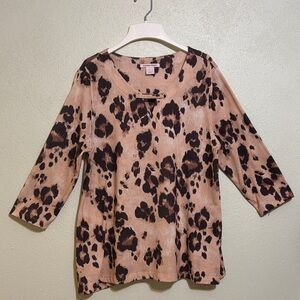 Allison Daley Brown and Black Animal Print Tunic